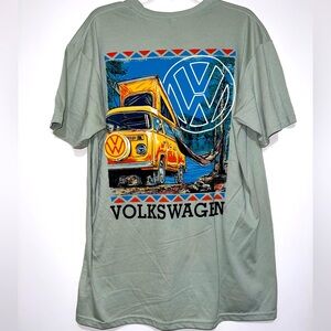 New Volkswagen Official Licensed Pop-Up Camping VW Bus Men's Size L Green Shirt